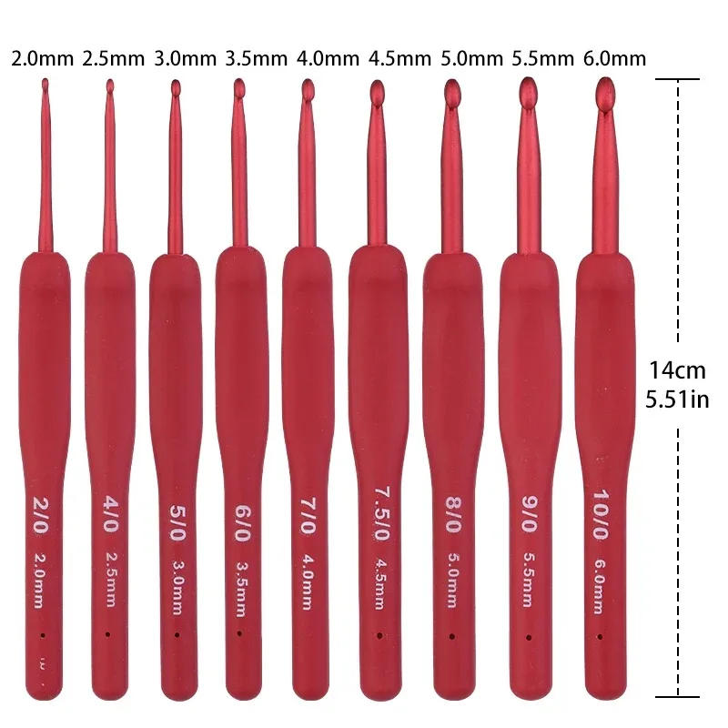 Description Picture 3 of itemColorful Soft Plastic Handle Alumina Metal Head Crochet Hooks Knitting Needles Set Knitting Tools Sweater Needles for Weave