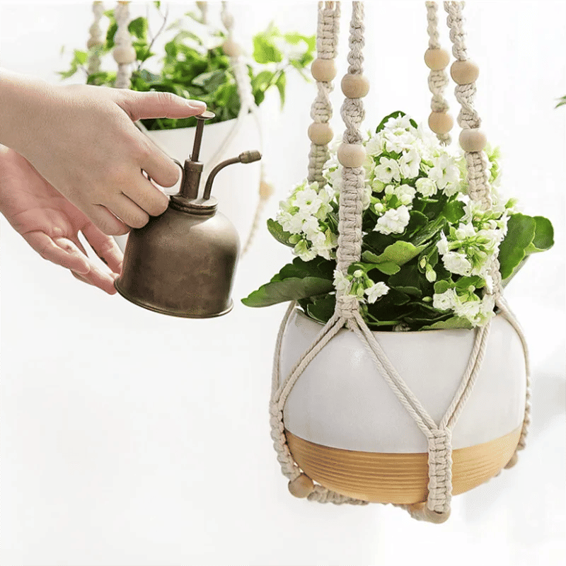 Description Picture 4 of itemPotted Plant Hanger Basket Flower Pot Balcony Handmade Lace Knotting Hanging Rope Ornament Bohemian Style Home Garden Decoration