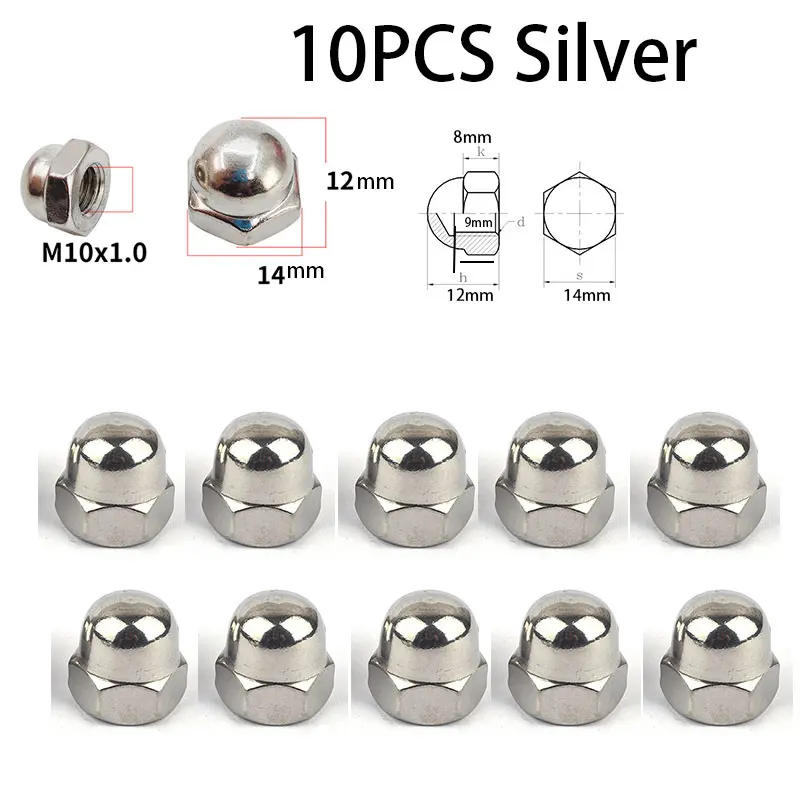 Description Picture 3 of item10PCS/Lot M10 Nut Half Round Ball Head Decorative Screw Cap Hexagonal Cap Screw For Lamp Tooth Tube Nut Gold Silver