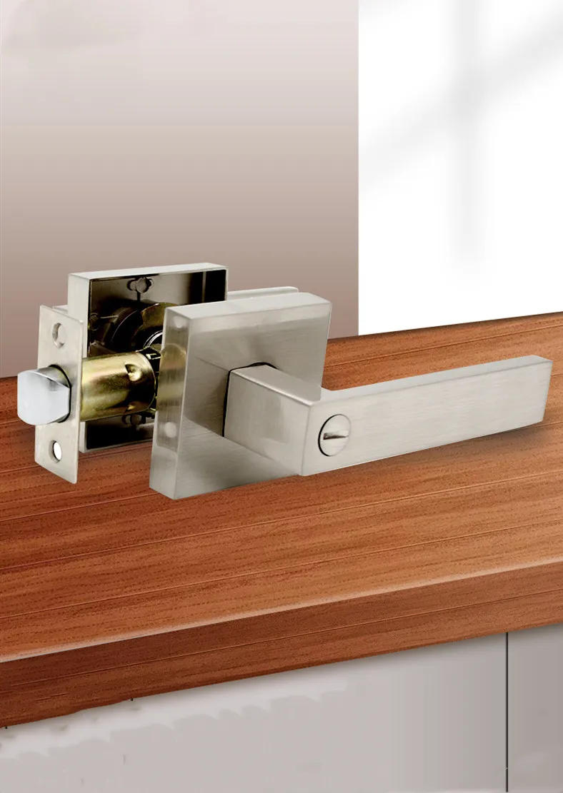 Description Picture 2 of itemBathroom Door Handle Three-lever Lock Solid Zinc Alloy Square Door Lock Bedroom Mute Single Tongue Lockset Home Hardware Fitting