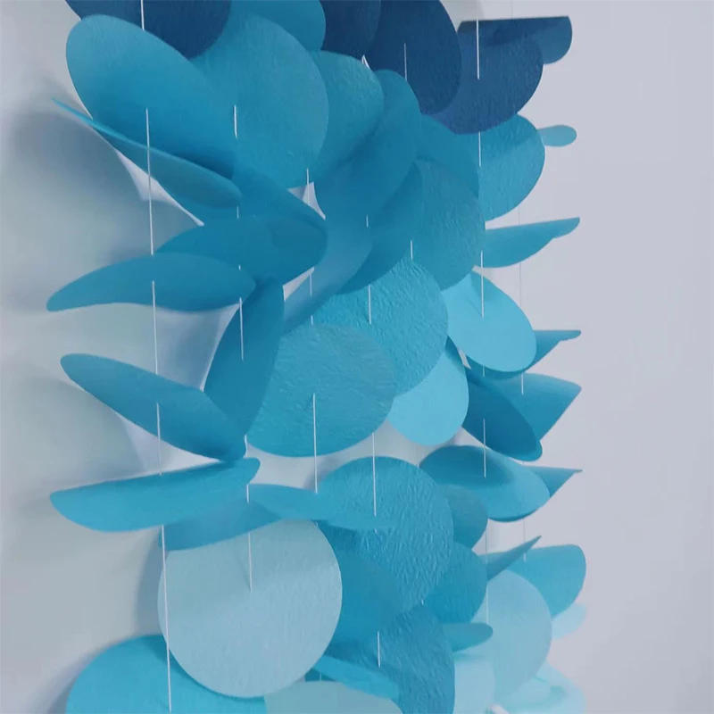Description Picture 3 of itemNavy Blue White Under The Sea Themed Party Decorations Crepe Paper Polka Circle Dot Backdrop Garland Hanging Wedding Streamers