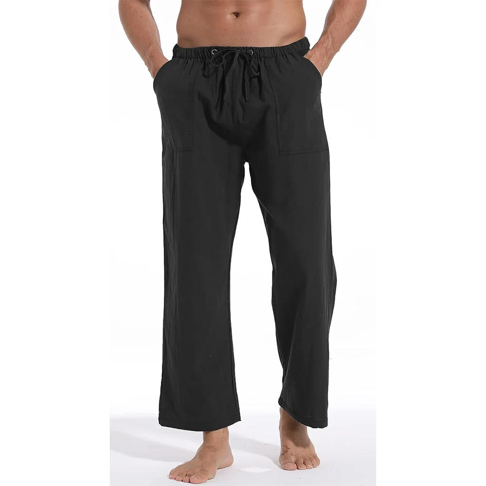 Description Picture 4 of itemSweatpants Solid Color Pants Breathable Yoga Elastic Waist Trouser Male Casual Drawstring Fitness Sport Sportswear Trousers Men