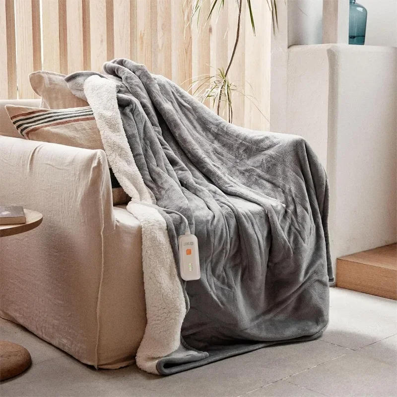 Description Picture 2 of itemElectric Blanket Heated Throw  Ribbed Faux Fur Heated Blanket with 4 Heating Level & 3 Hour Auto Off Heating Blanket