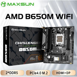 MAXSUN-B650M, WiFi, Motherboard AMD B650 Socket AM5 DDR5 128G M.2 USB3.2 6400(OC)MHz 2.5G M-ATX Mainboard for PC Gamer R5 R7 R9