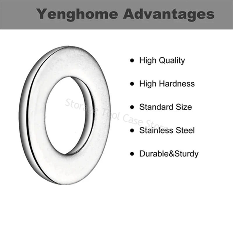 Description Picture 4 of item360pcs Flat Washer Set Stainless Steel M2 M2.5 M3 M4 M5 M6 M8 M10 Ring Gasket Set Plain Washers Metal Washer Assortment Kit