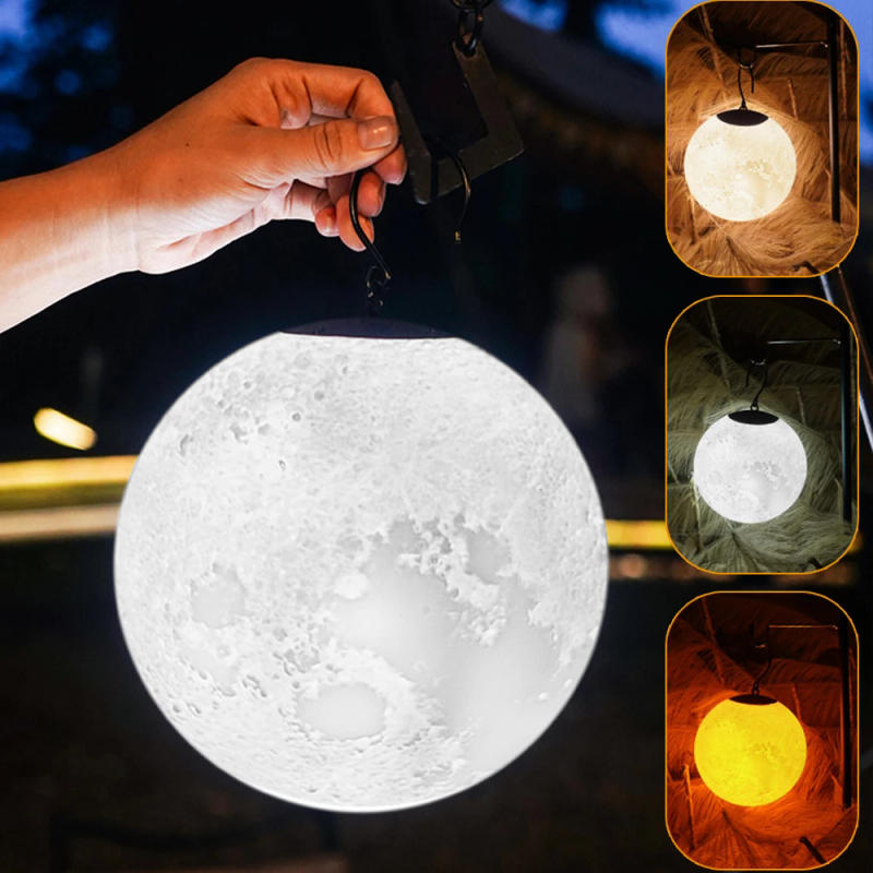 Description Picture 2 of itemLED Moon Lamp Portable Camping Night Light 3D Print Dimmable USB Rechargeable Table Garden Outdoor Tent Decoration Lamp 3 Colors