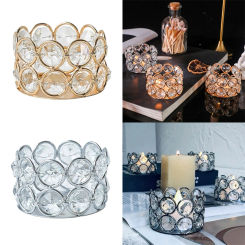 1pc Crystal Tealight Candle Lantern Holders Gold Silver Candlesticks For Wedding Xmas Party Dinner Table Centerpieces Home Decor