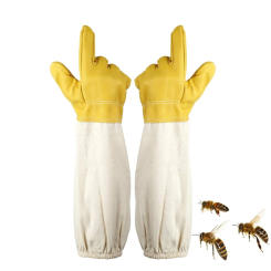 1 pair of beekeeping gloves - thick goatskin beekeeper gloves, beekeeper protective gloves for beekeeper hand protection