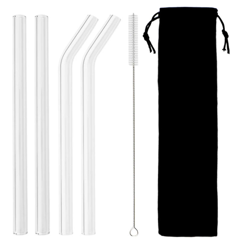 Description Picture 2 of item6pcs Reusable Glass Straw Wide 12mm Pearl Milkshake High Borosilicate Bubble Tea Straw with Brush Party Home Bar Accessories