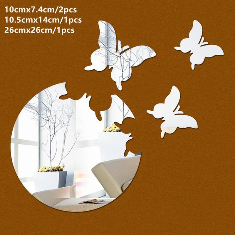 Description Picture 5 of itemButterfly DIY Mirror Wall Sticker Room Decor Stickers Decal Bedroom Bathroom Home Decor
