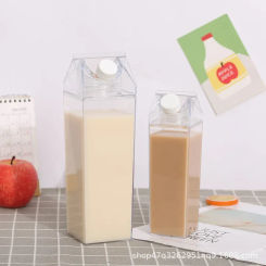 500ml/1000ml Milk Carton Water Bottle, BPA Free Plastic Portable Box for Juice
