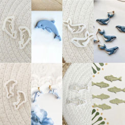 Fish Series Earrings Polymer Clay Cutter Dolphin Whale Sardines Pottery Mold DIY Jewelry Pendant Shape Pressed Clay Tools