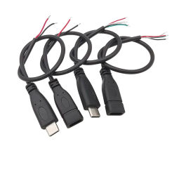 5Pcs 5V USB Type C Male / Female 2/4 Pin Pigtail Extension Power Cable Data Charging DIY Repair USB Type-C Plug Socket Connector