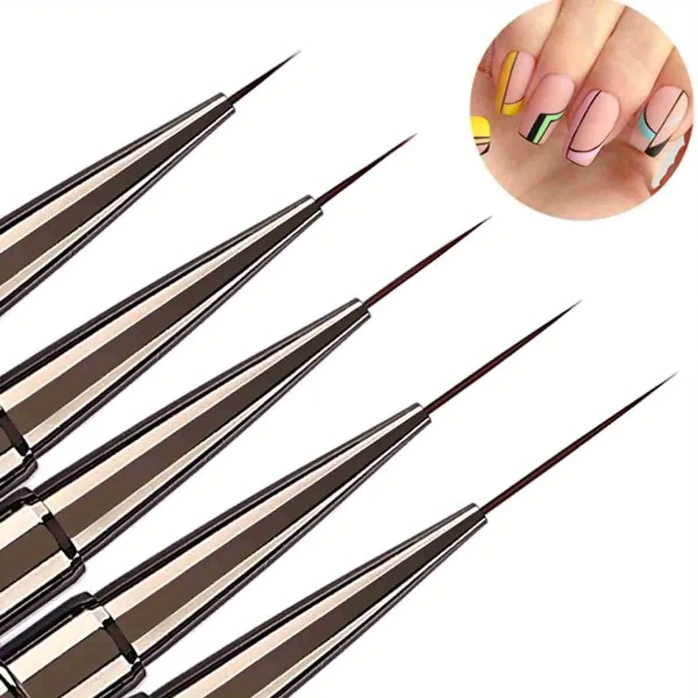 Description Picture 3 of item1/3/5PCS Nail Art Liner Brushes Hand Painted Brush Acrylic UV Gel Colours Paints Builder Drawing Pen DIY Manicure Design