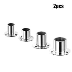 2pcs 19-32mm Wardrobe Bracket Flange Rail Rod Pole Socket End Support Shower Curtain Rod Base Holder  Stainless Steel Rod Base