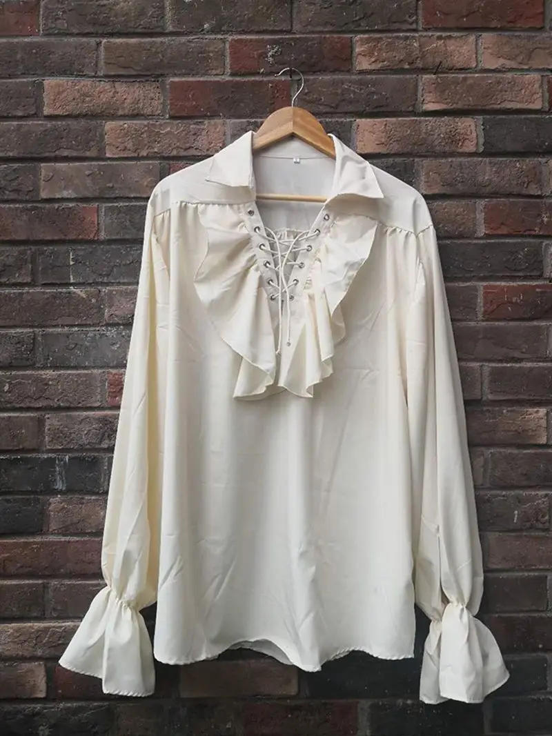 Description Picture 3 of itemEuropean And American Style Men's Lapel Long Sleeved Loose Fitting Shirt, Fashionable Retro Collar Flower Trend Lining Shirt