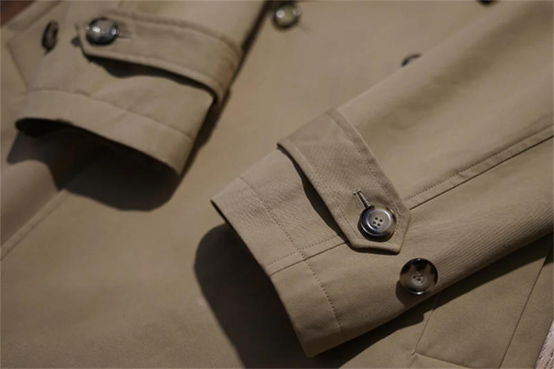 Description Picture 6 of itemMen's Trench Coat Long Double-breasted Oversize Large Lapel Khaki Military Jacket Autumn and Winter British Elegant Coat