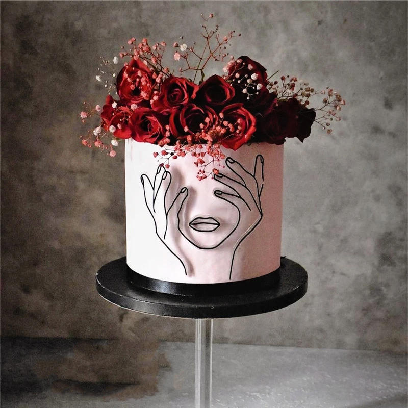 Description Picture 3 of itemAcrylic Minimalist Art Lady Face Cake Topper Girl Happy Birthday Cake Decoration Wedding Cake Toppers Decor Party Supplies