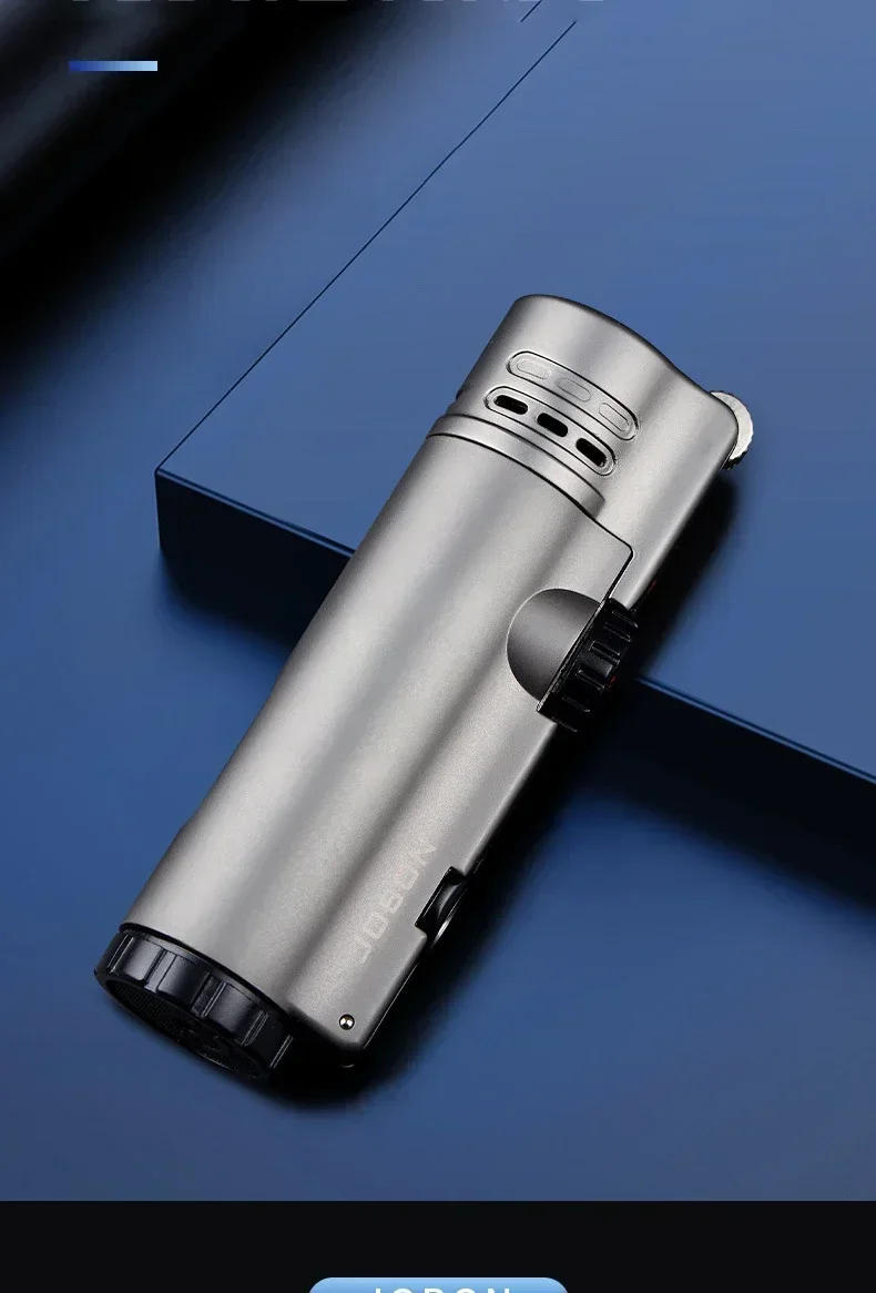 Description Picture 6 of itemJOBON Inflatable 4 Torch Jet Windproof Lighter Metal Grinding Wheel Flint Lighter Gas Butane Inflatable Gift Cigar Lighter