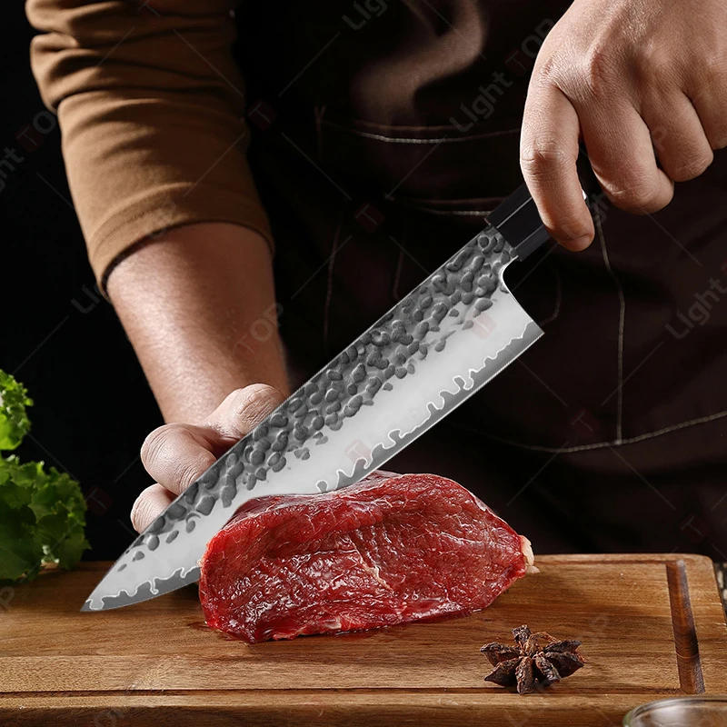 Description Picture 6 of itemStainless Steel Octagonal Handle Chef's Knife Japanese Cooking Sashimi Knife Meat Cutting Santoku Knife Set Sharp Kitchen Knives
