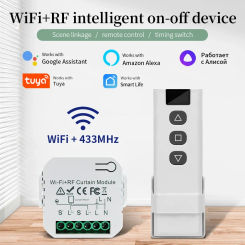 Tuya WiFi Smart Curtain Switch Roller Shutter Blind Controllers RF433Mhz Remote Control Smart Life Works With Google Home Alexa