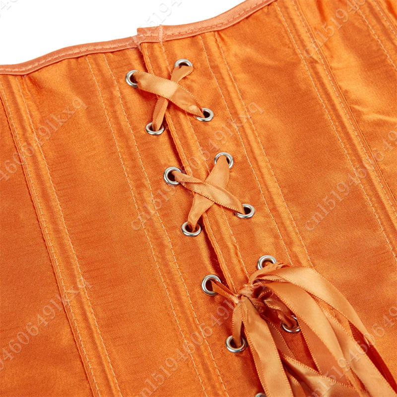 Description Picture 6 of itemCorset Tops for Women Overbust Bustier Satin Sexy Lace up Corset Orange