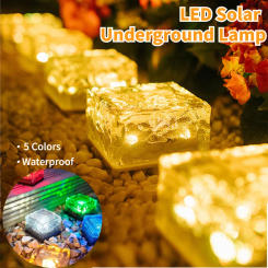 Solar Glass Brick Light Solar Ice Cube LED Light Crystal Brick Stone Lamp Garden Courtyard Pathway Patio Pool Decorative Festive