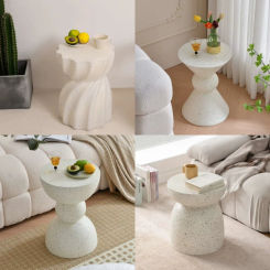 Nordic Cream Style Small Coffee Table Multi-Functional Small Round Table Living Room Fireproof Wear-Resistant Stool