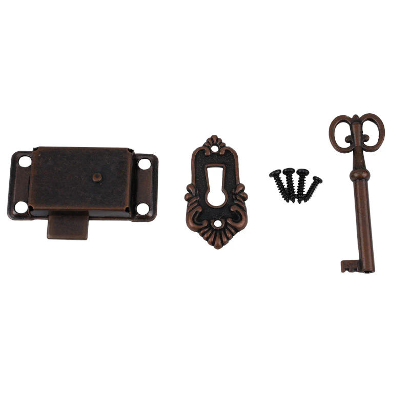 Description Picture 2 of itemLock Door Lock Metal Retro Style With Key 53x26mm Antique Hardware Cabinet Wardrobe Door Lock Set New Practical