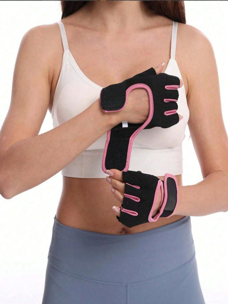 Description Picture 5 of item1 pair of fitness breathable exercise men and women training horizontal bar cycling half finger wrist guard anti slip gloves