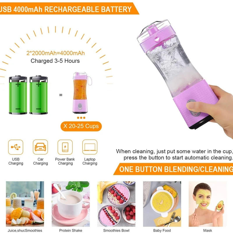 Description Picture 5 of itemElectric Fruit Juicer Blender Portable USB Personal Babyfood Milk Smoothie Maker Mixer Cup For Home Travel Office