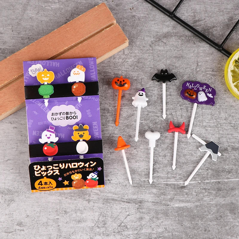 Description Picture 3 of item1Pack Halloween Cocktail Picks Fruit Fork Creative Fashion Childrens Holiday Fruit Fork Set Cake Stick Desserts Forks