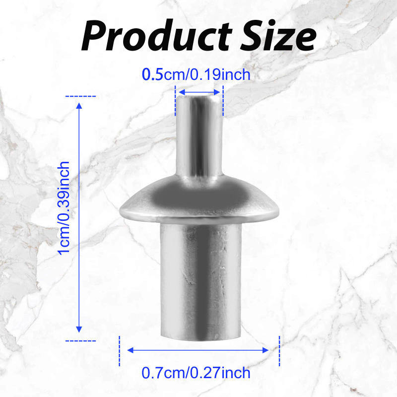 Description Picture 2 of item100/200Pcs Round Head Rivet Set Aluminum Alloy Flat Belt Screws Nail Rivets Brass Gold Silver Solid Female Rivet Slotted Stud He