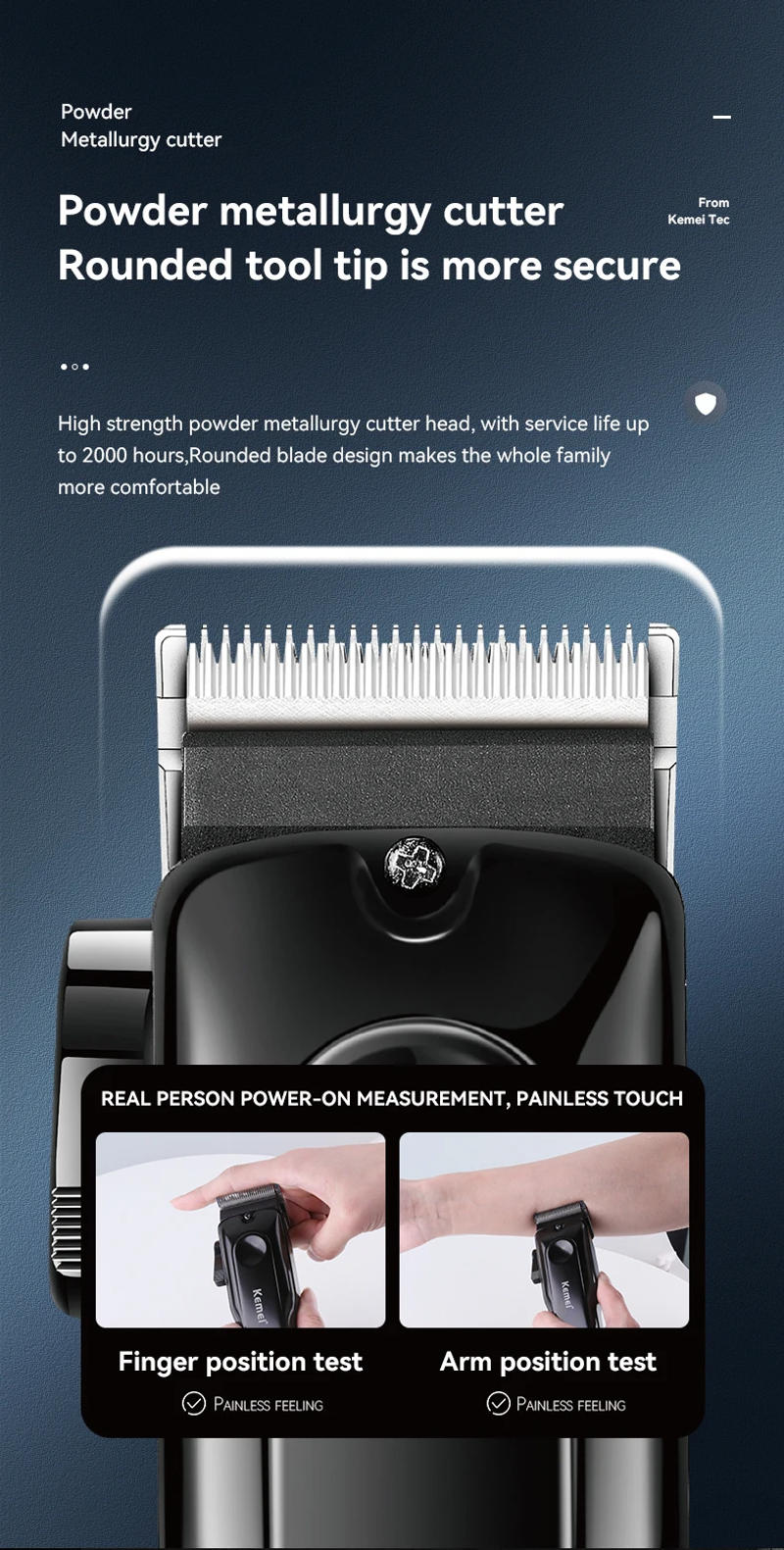 Description Picture 3 of itemKemei Rechargeable Hair Trimmer For Men Cordless Professional Beard Hair Clipper Electric Hair Cutting Machine Two Motor Speed