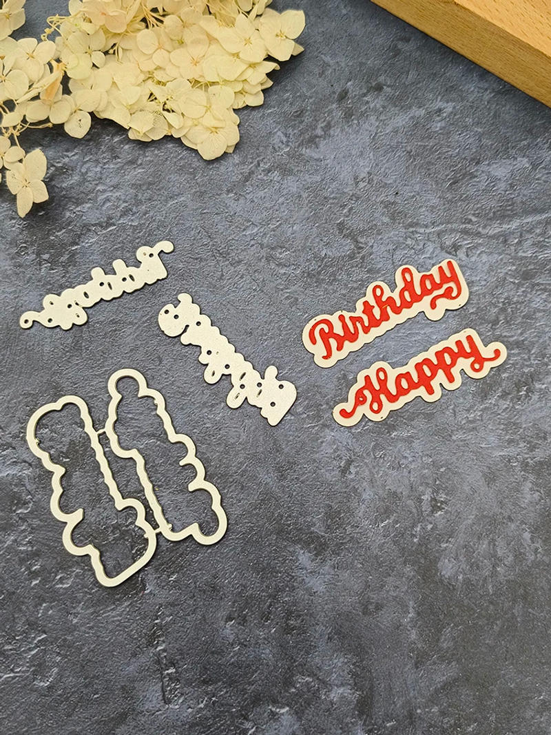 Description Picture 2 of item2023 New Arrival English Letter Happy Birthday Metal Cutting Dies for Scrapbook Knife Mould Blade Punch Card Making Stencils