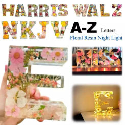 Floral Letter Night Light Alphabet Letter LED Lights Luminous Number Lamp Decorative Resin Lamp With Initial Letter & Dry Flower