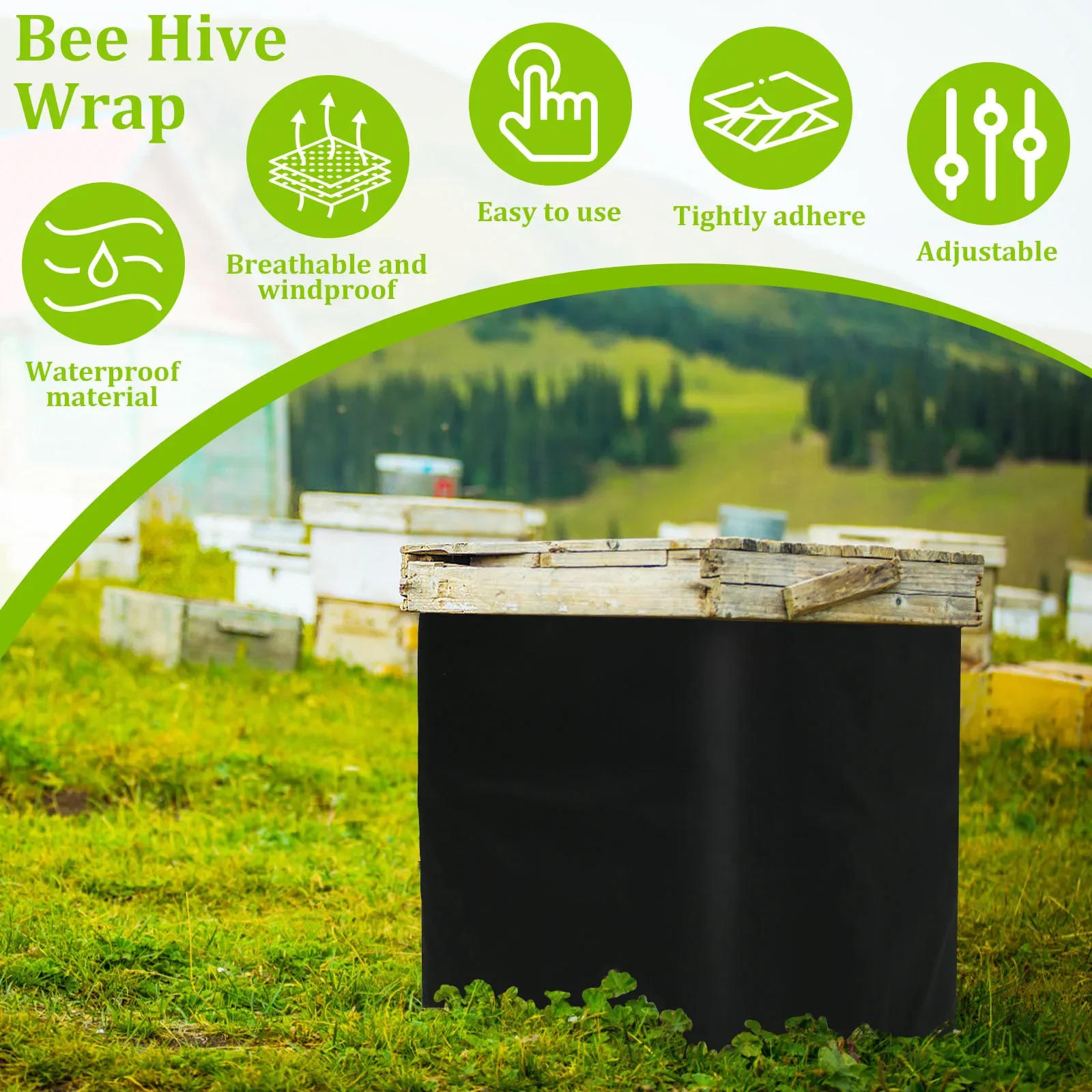 Description Picture 6 of itemNew Winter Bee Hive Wrap 600D Oxford Beehive Wrap Adjustable Bee Hive Insulation Wrap Waterproof Beehive Winter Cover Windproof