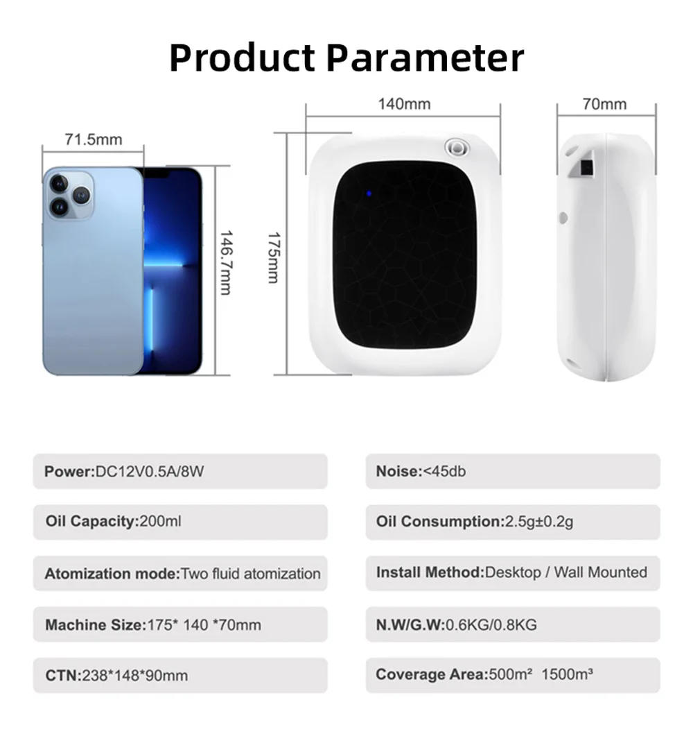 Description Picture 2 of itemBluetooth 100ml Essential Oils Diffuser Aromatherapy 1500m³ Home Fragrance Auto Flavor Room Aromatizer Electric Aromatic Oasis