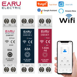 Tuya WiFi Smart Circuit Breaker MCB 1P+N 63A Timer Power Energy kWh Voltage Current Meter Protector Voice Remote Control Switch