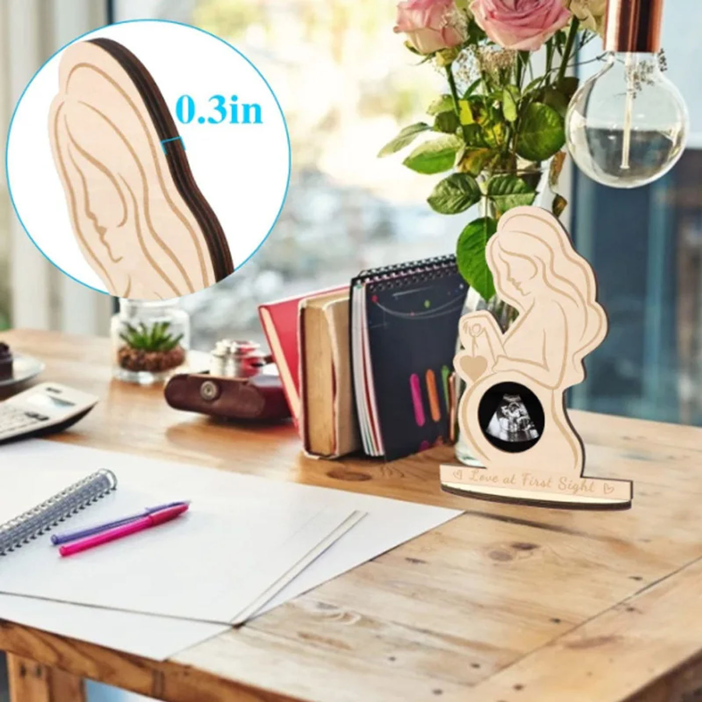 Description Picture 3 of itemWooden Baby Birth Commemorative Plaque Ultrasound Detection B-Ultrasound Memorial Ornament for Pregnant Mothers