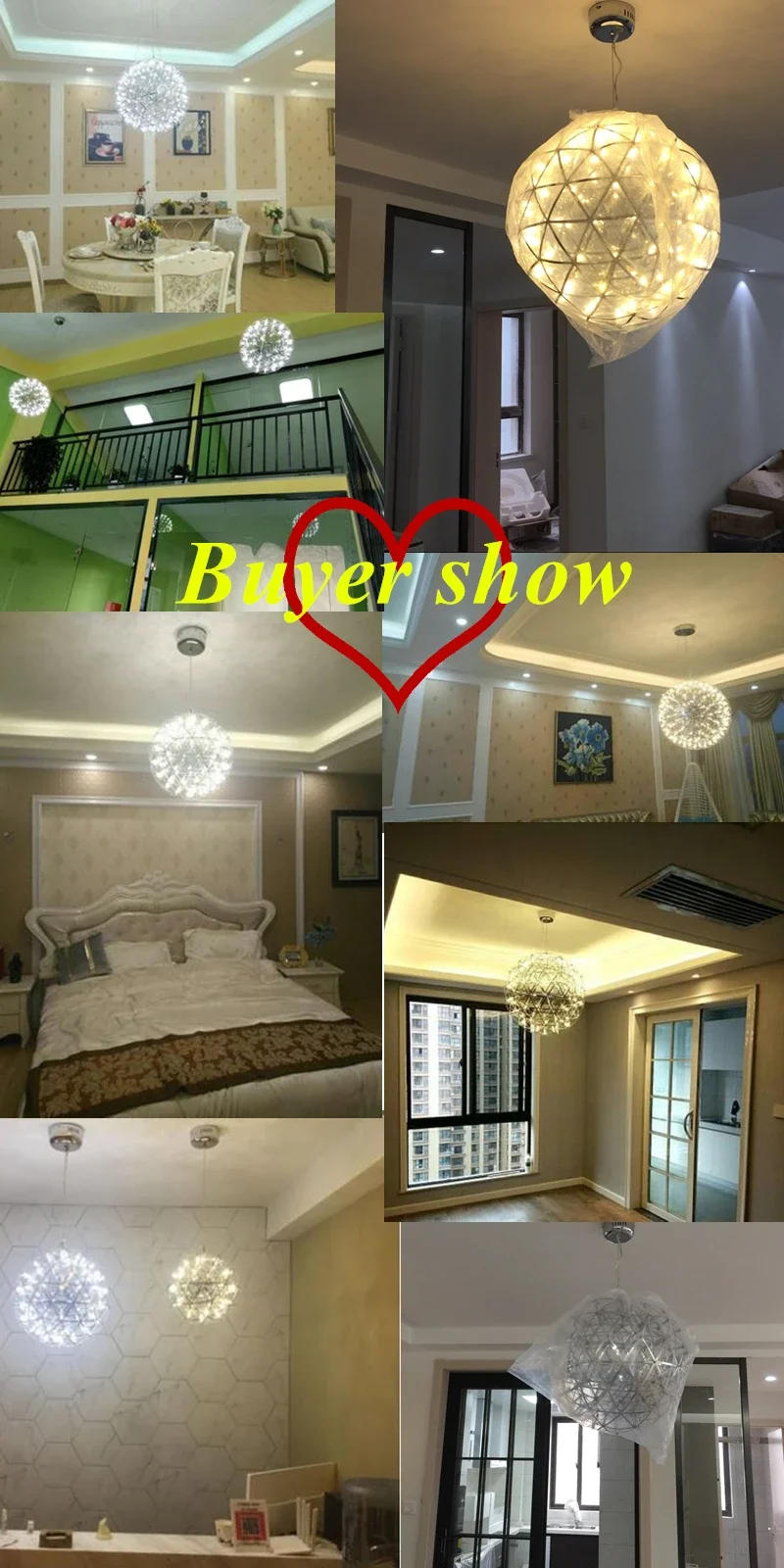 Description Picture 4 of itemModern Led Chandeliers Remote Spark Ball Pendant Light Living Room Decoration Hanging Lights for Dining