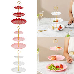 Plastic Dessert Display Table Wavy European And American Style Buffet Tea Break Cake Dessert Service Tray Fruit Plate Display