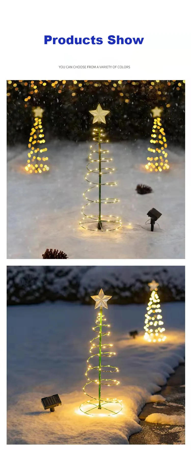 Description Picture 5 of itemSolar Wrought Iron Christmas Tree Lights LED Ground String Lights Dustproof IP65 Outdoor Patio Garden Lawn Atmosphere Lights