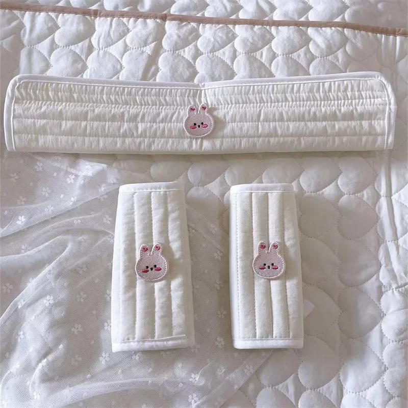 Description Picture 4 of item3pcs Baby Stroller Front Armrest Protective Cover Cotton Trolley Towel Children's Drool Towel Kids Seat Bib Stroller Accessories