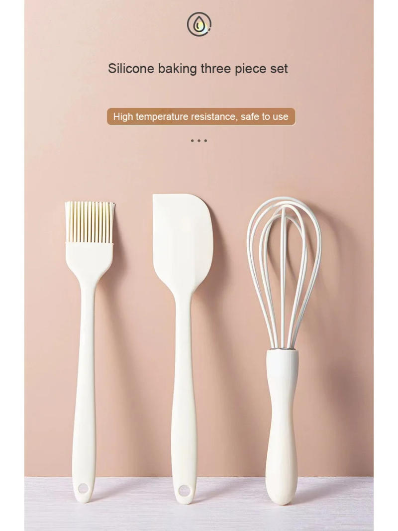 Description Picture 2 of item3 PCS Silicone Baking Set Cake Cream Spatula Scraper Egg Whisk Barbecue Oil Brush Gadget Kitchen Supplies