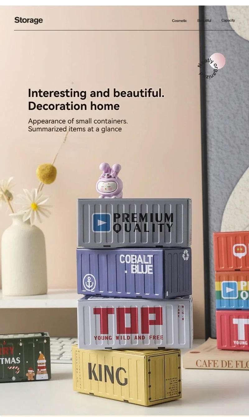 Description Picture 6 of itemContainer Mini Iron Box Small Container Model Storage Box Creative Desktop Ornament Storage Rack Multi-Functional Metal Box