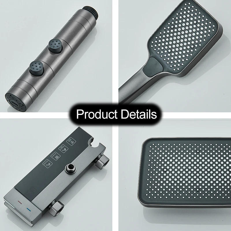 Description Picture 4 of itemAluminium Alloy Gray Bathroom Shower Set LCD Digital Display Smart Tech System Shower Bidet 4 Function Shower Wall