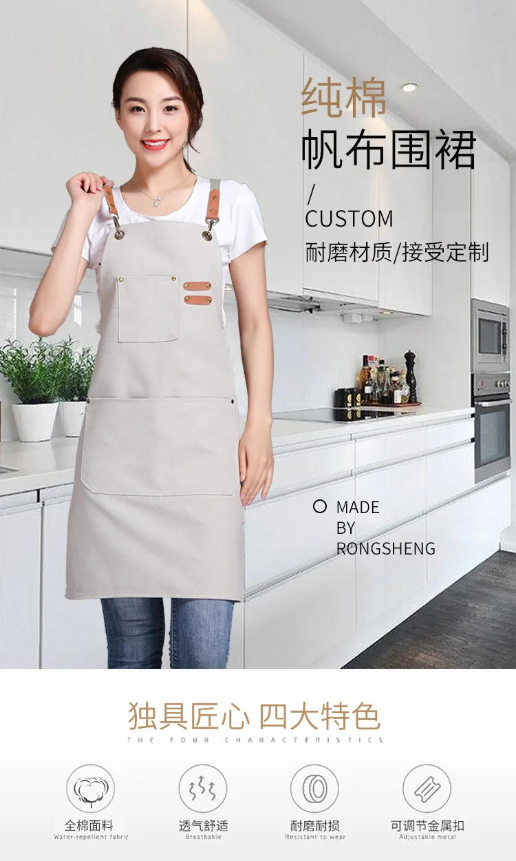 Description Picture 4 of itemComfortable Thin Kitchen Aprons for Woman Men Chef Work Apron for Grill Restaurants Bar Shop Cafes Beauty Nails Studios Uniforms