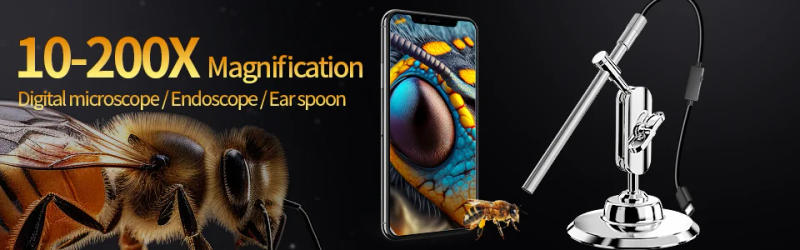 Description Picture 2 of itemWireless Digital Microscope 50X-1600X Magnification WiFi Portable Handheld Microscopes with Adjustable Stand For IOS Android PC