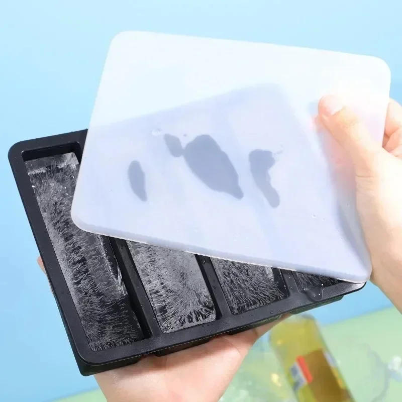 Description Picture 6 of itemSilicone Ice Cube Mold Reusable Square Ice Cube Molds with Lid Whiskey Cocktail Freezer DIY Ice Maker Barware Kitchen Gadgets